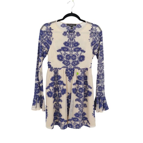 For Love & Lemons Temecula Mini Dress Womens XS Blue Boho Festival Feminine - Picture 10 of 16